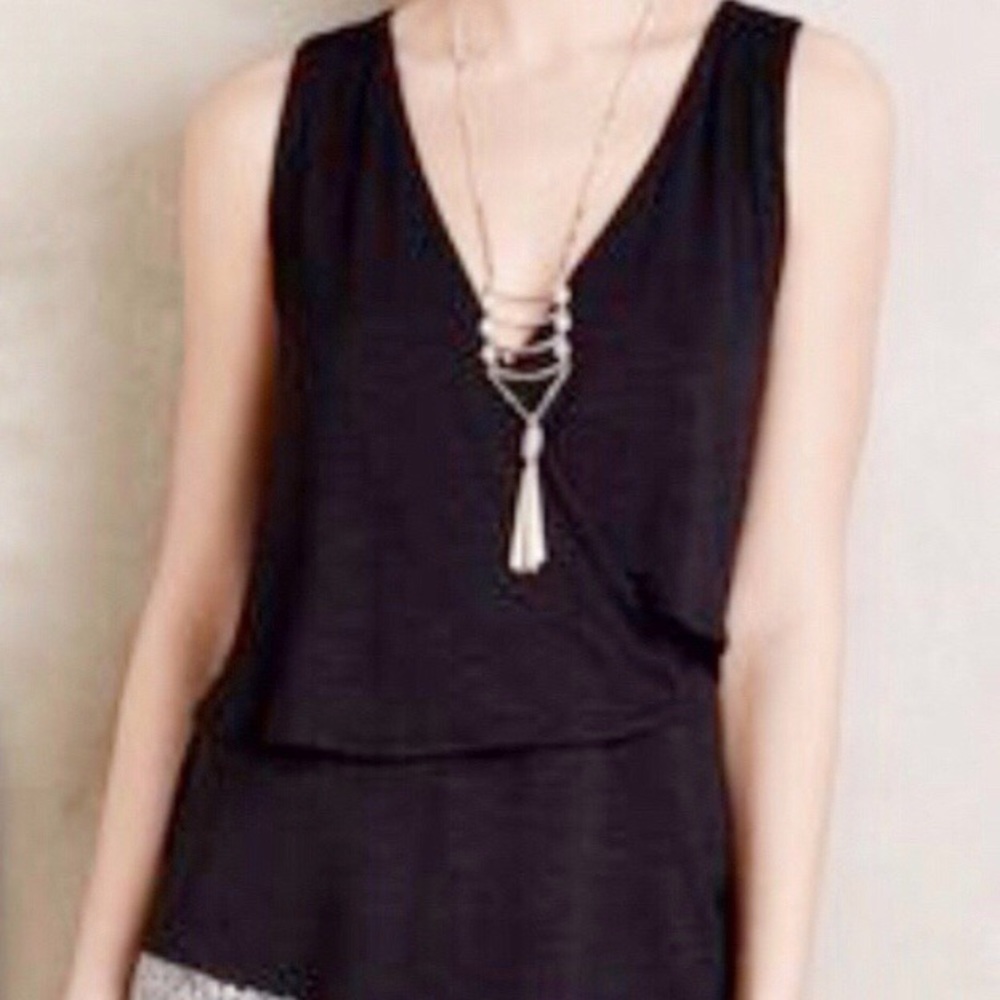 Deletta Anthropologie Black Cross Front tank - Picture 2 of 7